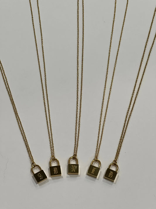 Initial Letter Lock Necklace